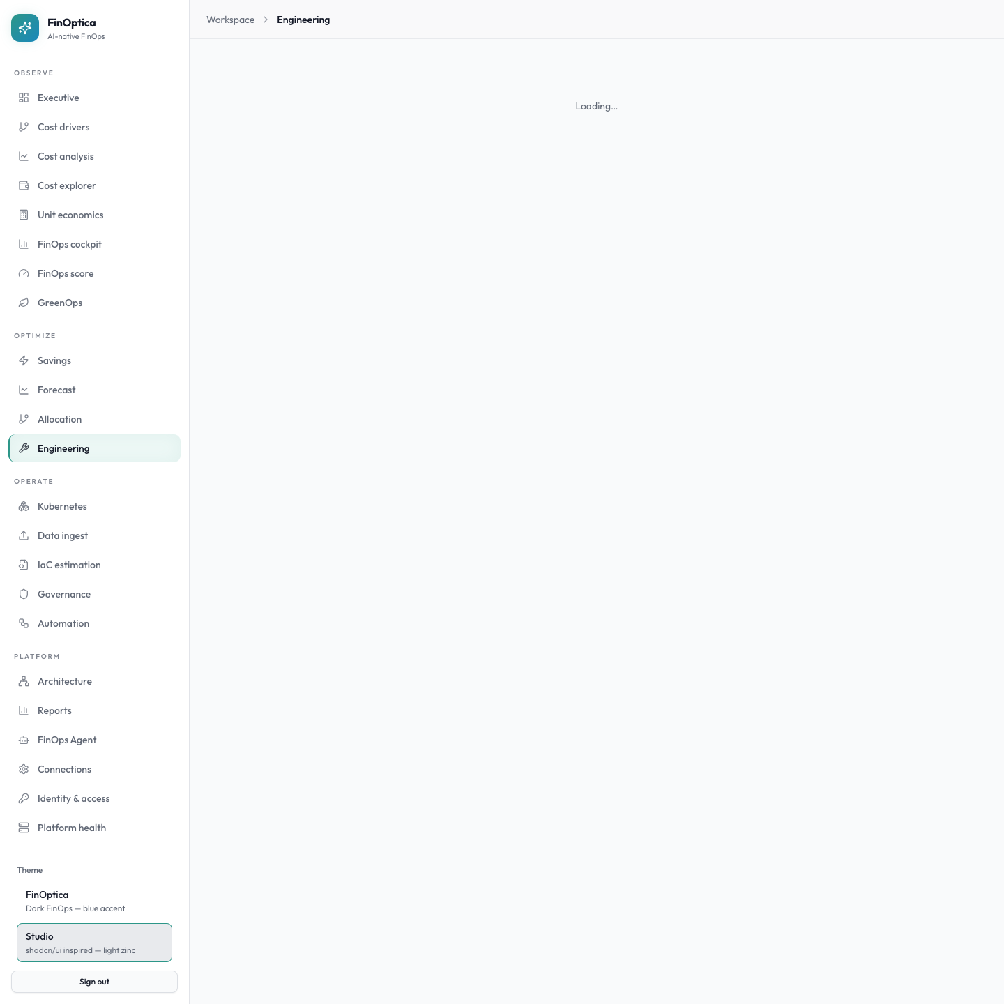 Engineering dashboard